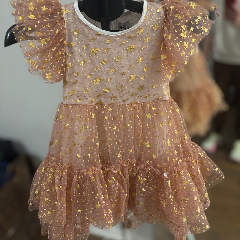 Lola + The Boys Goldie Star Tulle Dress Pink Gold Stars Size 6 - Picture 7 of 8